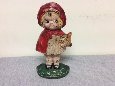 Antique Cast Iron Little Red Riding Hood Doorstop - Image 1 of 4