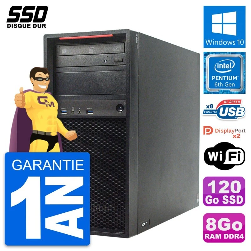 PC tour LENOVO Thinkstation P310 Pentium G4400 RAM 8Go SSD 120Go Windows 10 Wifi - Imagen 1 de 4