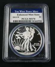 2013 W ENHANCED AMERICAN SILVER EAGLE WEST POINT SET PCGS MS 70