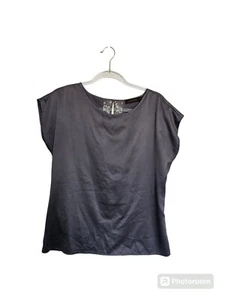 Limited Top Blouse Charcoal Shell Layering Basic Career Lace Back Medium - Picture 1 of 5