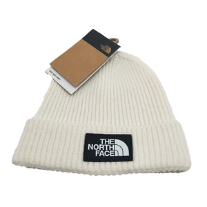 THE NORTH FACE kids Unisex Cuffed Beanie Hat White Dune TNF One Size NWT  - Picture 1 of 3