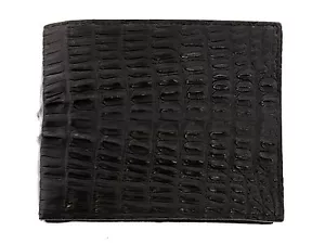Portafoglio unisex vera coda di coccodrillo nero bi-fold pelle porta carte di credito - Foto 1 di 4