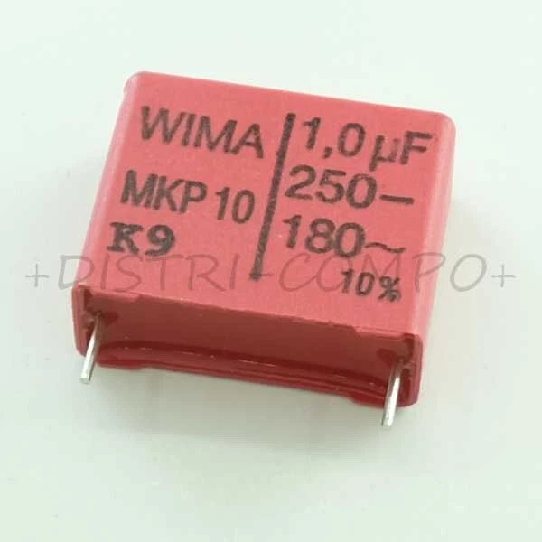 Condensateur film PP MKP10 1µF 250VDC 180VAC 11x21x26.5mm pas22.5 10% Wima