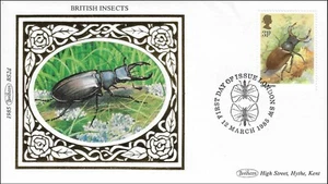 Stag Beetle Britain's Largest Land Beetle Insect Nature UK Benham Silk FDC 1985 - Picture 1 of 1