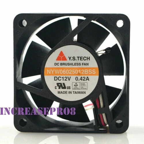 1 PCS Y.S.TECH NYW06025012BSS Fan DC 12V 0.42A 60*60*25MM 3-pin - Image 1 of 1