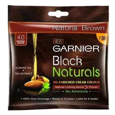 Garnier Black Naturals Crème Hair Colour, 20ml+20g (Pack of 8) 4.0 Natural Brown - Image 1 of 4
