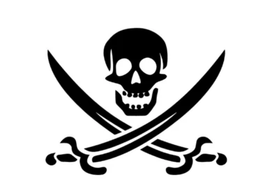JOLLY ROGER SKULL CUTLASS PIRATE VINYL DECAL - FOR WINDOW CAR VAN TRUCK TABLET - Image 1 of 2