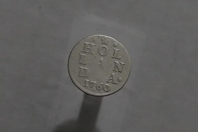 🧭 🇳🇱 NETHERLANDS 2 STUIVERS 1760 SILVER HOLLAND B49 #Z6203 - Image 1 of 2