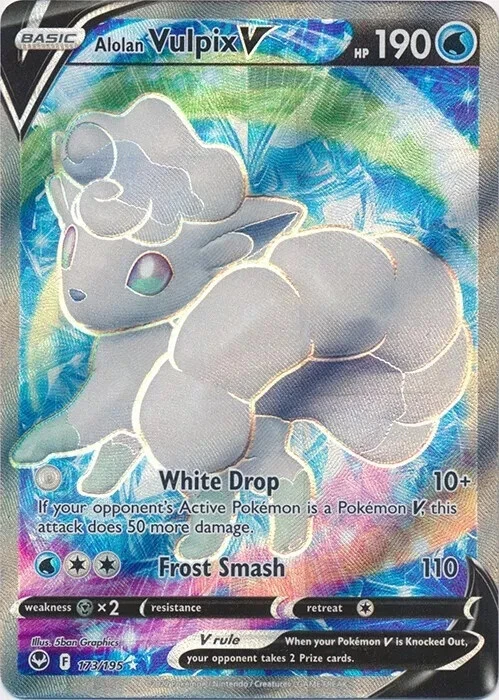 Alolan Vulpix V Full Art 173/195 Ultra Rare Silver Tempest Pokemon TCG - Image 1 of 1