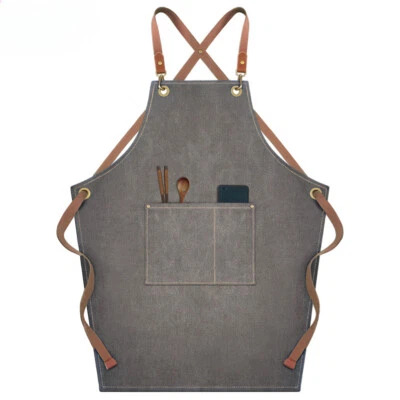 Unisex Correa Ajustable Denim Delantal Impermeable Hornear Pintura Delantal Cocina Foto 1 de 4