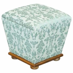 EXQUISITE SILK UPHOLSTERED VICTORIAN STYLE OTTOMAN STOOL FOOTSTOOL WITH STORAGE - Picture 1 of 12