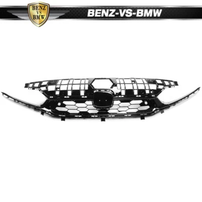 Fits 22-24 Honda Civic Sedan Si Style Upper Mesh Grille Grill Gloss Black ABS Foto 1 de 4