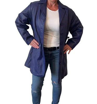 Gabardina Venezia Vitale de cuero púrpura para mujer talla A8 (XL-XXL) RARA VINTAGE Foto 1 de 4