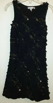 女孩尺寸 10 Speechless 黑色银色亮片无袖直筒舒适 dr — 第 1/3 张图片