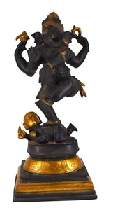Whitewhale Lord Dancing Ganesha statua ottone idolo religioso decorazione casa - 20 pollici - Foto 1 di 7
