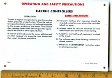Us Navy ship original electric controller safety instruction sign 8" x 5" 1950s