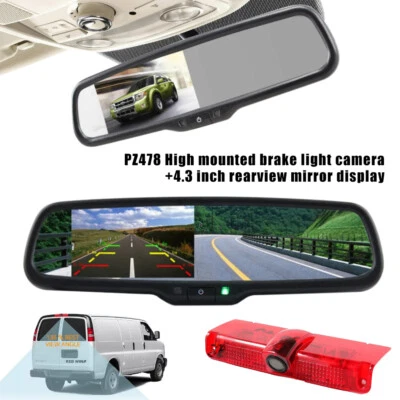 4.3" Mirror Monitor Brake Light Backup Camera For GMC Savana Chevy Express Van - Image 1 of 4