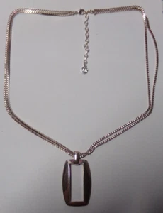 Vintage verspiegelter silberfarbener Anhänger an 24" Doppelstrang Halskette - Ann Klein - Bild 1 von 7