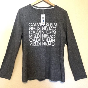 Calvin Klein Performance Damen Top Größe XL hellgrau Langarm Logo neu mit Etikett - Bild 1 von 7