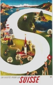 Original vintage poster ON ROAD TO SWITZERLAND 1939 Leupin - Picture 1 of 1