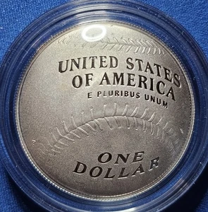 A 2014 P Baseball Hall of Fame Proof Silver Dollar HOF Curved Coin - Picture 1 of 2