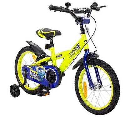 Kinderfahrrad Turbo 16 Zoll Kinder Fahrrad mit Stützrädern Gelb Blau ab 4 Jahren - Bild 1 von 3