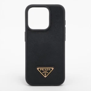Prada Triangle logo Silicon iPhone case black x gold iPhone14 Pro - Picture 1 of 3
