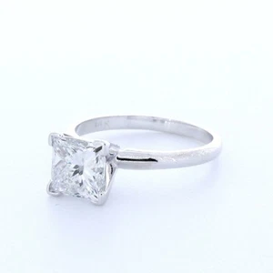 2.5 CT LAB-CREATED DIAMOND E/VVS2 PRINCESS 14K WHITE GOLD CLASSIC SOLITAIRE RING - Picture 1 of 3