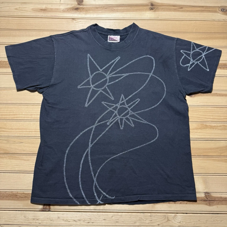 Camisa floral bordada vintage anos 90 Bonnie August AOP estampa total tamanho OSFA - Imagem 1 de 4