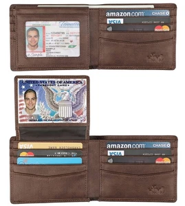 Geldbörse für Herren - Echtleder RFID Schutz Doppelfaltung Stilvolle Geldbörse mit 2 Ausweisen... - Bild 1 von 7