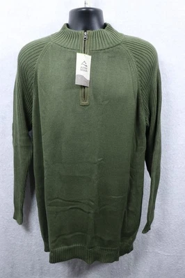 Alpine Men's Green Sweater Quarter-zip Sweater XL Outdoor Military Fitted NWT - Image 1 of 4