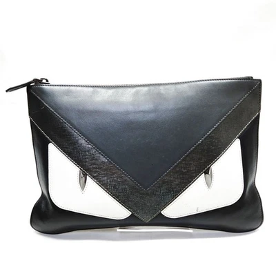 NO TARIFF Fendi Clutch Bag Black Leather 3980352 - Image 1 of 4