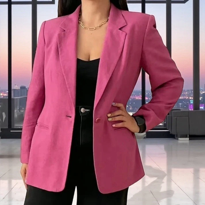 Chaqueta Blazer Nordstrom Seda Cruda Mujer Talla 8 Rosa Pecho Único Oficina Sirena Foto 1 de 4