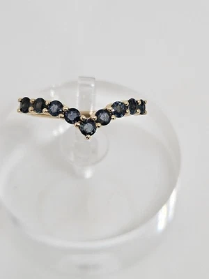9kt Sapphire Wishbone Ring Size N½ (1.62g) - image 1 of 4
