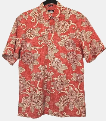 Camisa REYN SPOONER Spooner Kloth Para Hombre Talla S Desteñida Rojo y Beige Crisantemo Foto 1 de 4