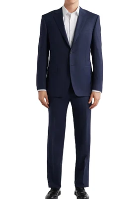 Canali Siena Glen Check Wool Suit Mens 44 US Navy Stretch Italy NEW $2250 - Image 1 of 4