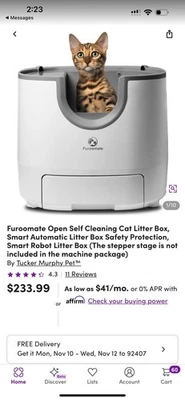 Caixa de areia autolimpante para gatos com sensores de segurança e controle de aplicativo para vários gatos - Imagem 1 de 4