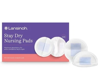 Almohadillas de lactancia desechables Lansinoh Stay Dry, suaves súper absorbentes para mamás, 100 quilates Foto 1 de 4