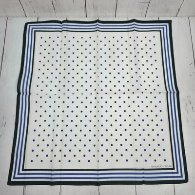 Pañuelo italiano Armando Caruso pañuelo blanco azul lunares, hecho en Italia 17" Foto 1 de 4