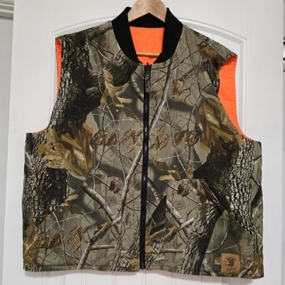 Bob Allen Realtree Camo Vest Mens L Reversible Hardwoods Orange Zip NMHC - Image 1 of 4