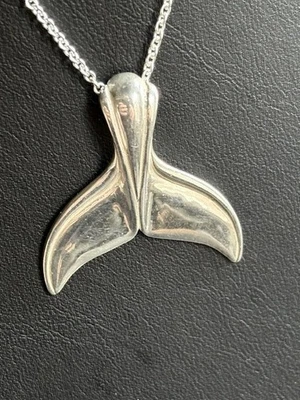 KABANA 925 STERLING SILVER WHALE'S TAIL PENDANT  NECKLACE - Image 1 of 4