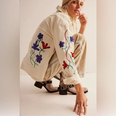 Chaqueta We the Free Mujer XS Invierno Flor Pana Floral Pullover Original $168 Foto 1 de 4