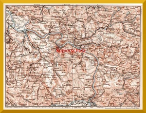 Sächsische Schweiz +100 Jahre alte Landkarte+ Pirna, Wehlen, Schandau, Tetschen - Bild 1 von 3