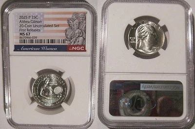 2025 P Althea Gibson 25c NGC MS 67 American Women Quarter PRIMEROS LANZAMIENTOS Foto 1 de 2