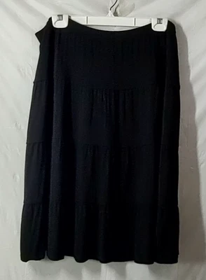 Falda Style & Co Talla Grande 0X Negra Acampanada Hasta la Rodilla Boho Elastizada Cintura Elástica Foto 1 de 4