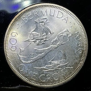 1959 One Crown BERMUDA Silver 1 Crown (#CB01716) - Picture 1 of 3