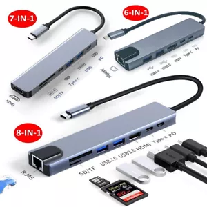 Adattatore multiporta USB C hub Ethernet tipo C per laptop MacBook Pro/Air iPad Pro - Foto 1 di 18