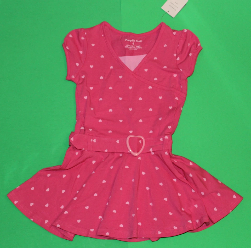 VESTIDO SWING ELÁSTICO CORAÇÃO ROSA 4 NOVO COM ETIQUETAS adesivo de abóbora STRAWBERRY DELIGHT meninas - Imagem 1 de 1