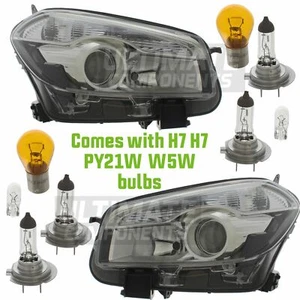 Fits Nissan Qashqai J10 2010-6/2014 Headlights Headlamps 1 Pair With Bulbs - Picture 1 of 4