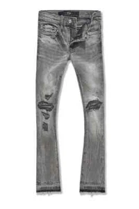 New Men's Jordan Craig (Smoked Grey) Stacked Attitude Knee Shred Jeans Size 44 - Picture 1 of 2